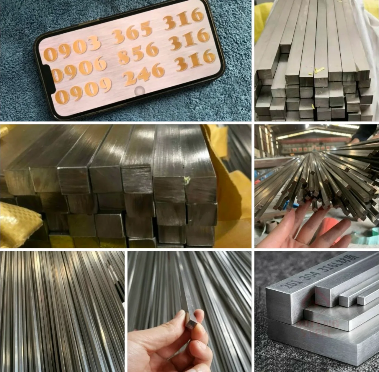 Vuông Đặc Inox 304 16mm